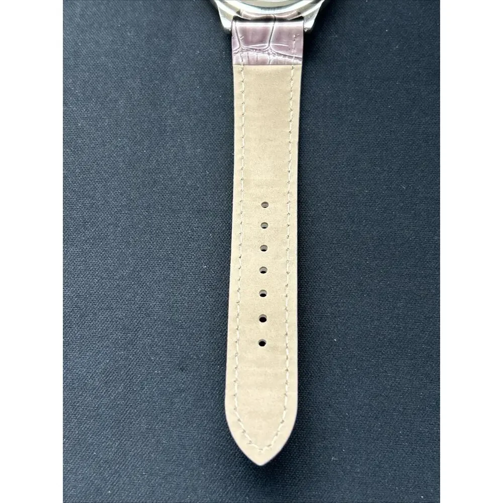 Silver Tone Pearlized Dial Purple Band Women’s Quartz Watch